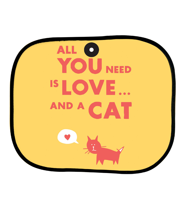 ม่านบังแดดพิมพ์ลาย All you need is love and a cat sunshade